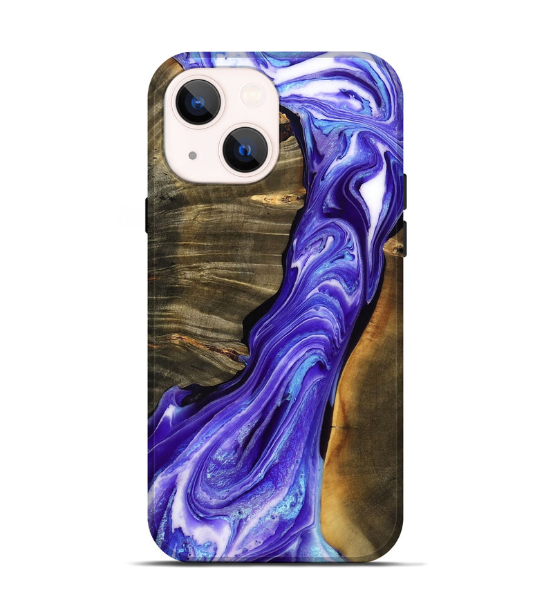 iPhone 14 Wood Live Edge Phone Case - Cara (Purple, 776929)