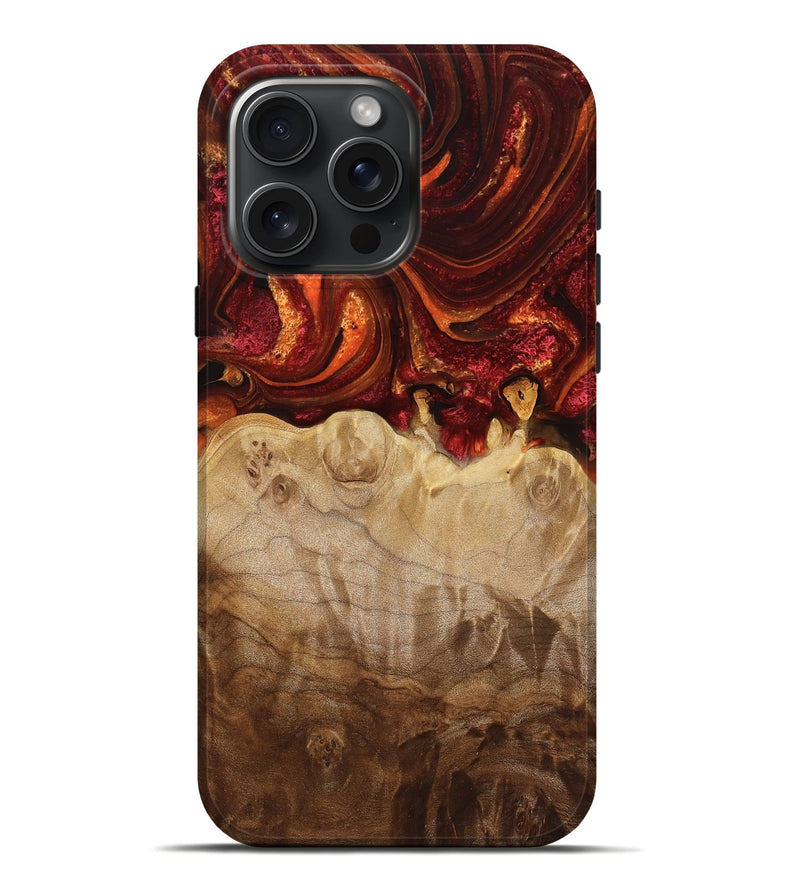 iPhone 16 Pro Max Wood Live Edge Phone Case - Lona (Red, 776940)