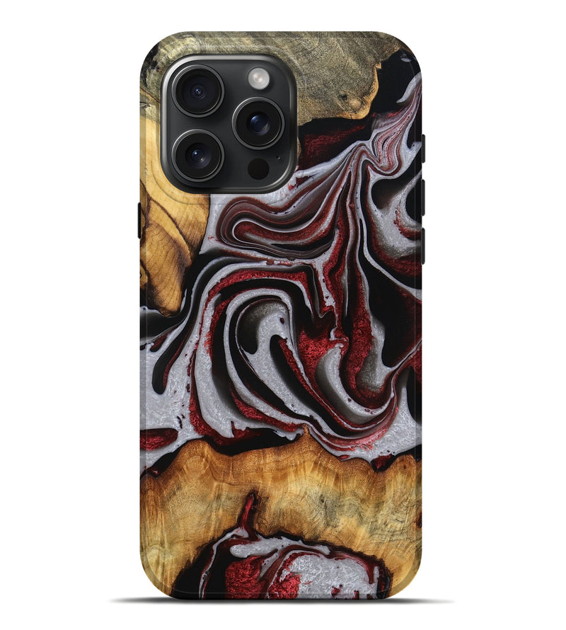iPhone 16 Pro Max Wood Live Edge Phone Case - Adyson (Red, 776941)