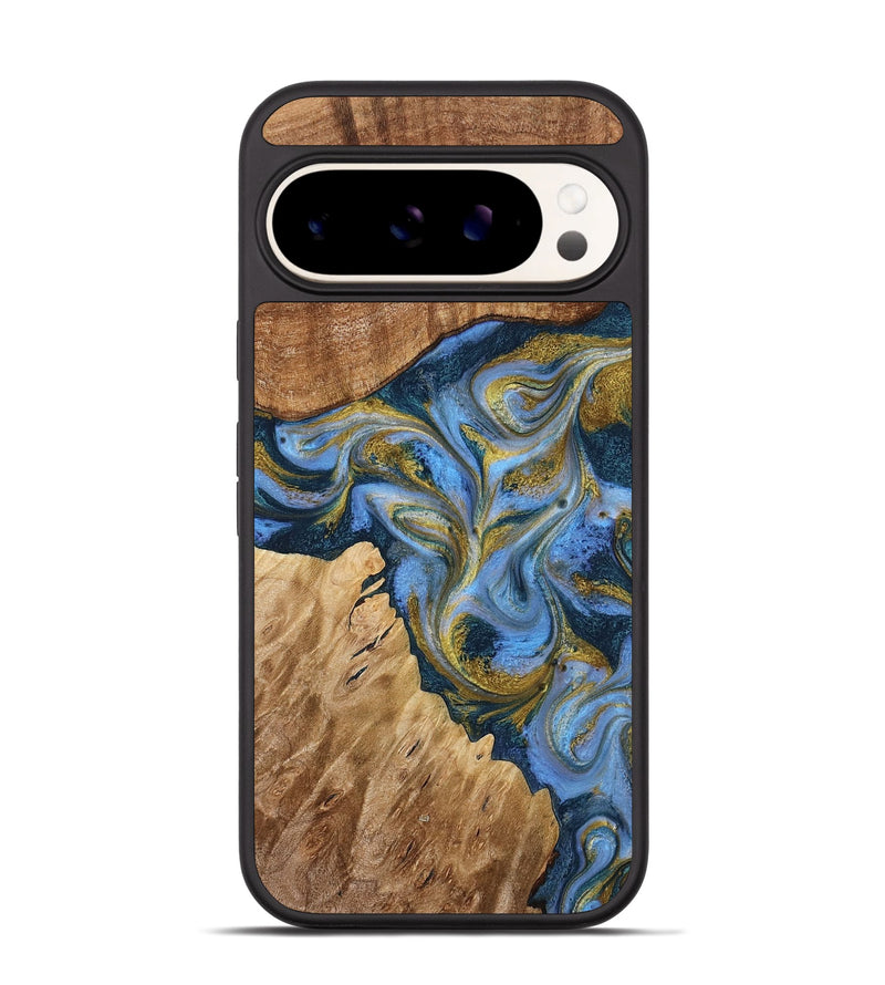 Pixel 9 Wood Phone Case - Nedra (Teal & Gold, 777237)