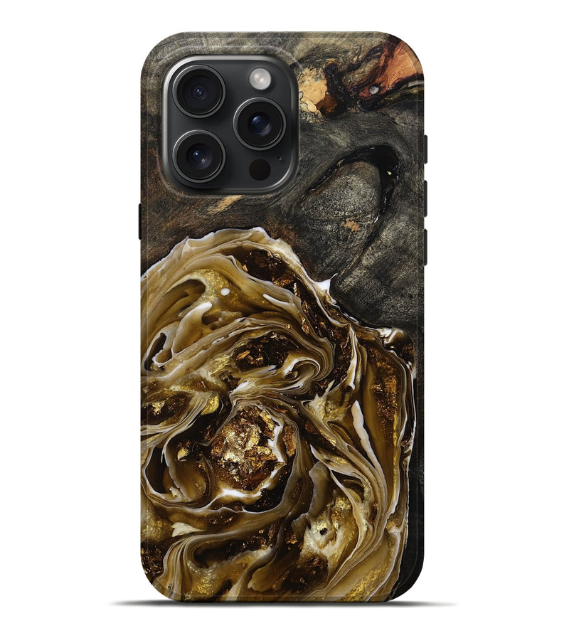 iPhone 16 Pro Max Wood Live Edge Phone Case - Moriah (Black & White, 777297)