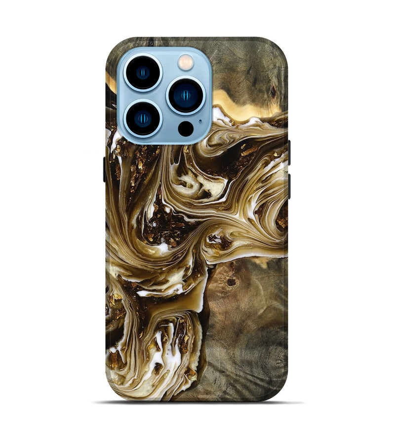 iPhone 14 Pro Wood Live Edge Phone Case - Kasen (Black & White, 777298)