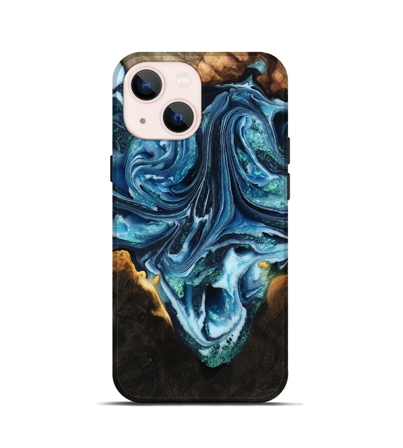 iPhone 13 mini Wood Live Edge Phone Case - Ocie (Blue, 777306)