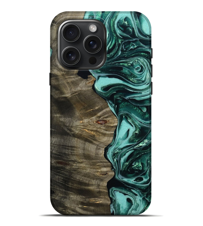 iPhone 16 Pro Max Wood Live Edge Phone Case - Aidan (Green, 777312)
