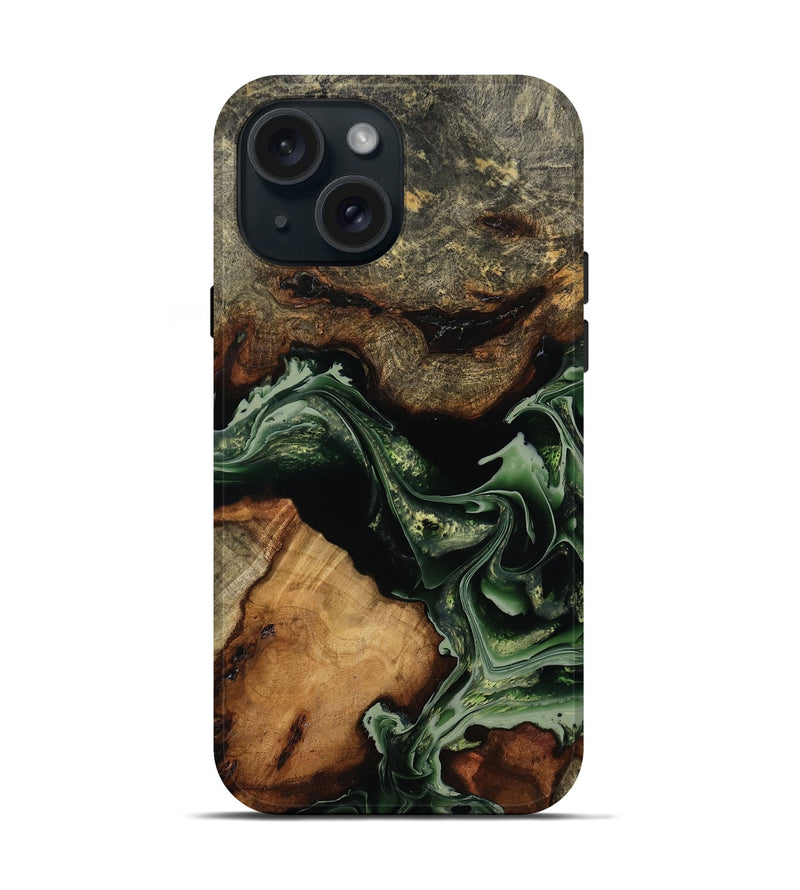 iPhone 15 Wood Live Edge Phone Case - Aldo (Green, 777313)
