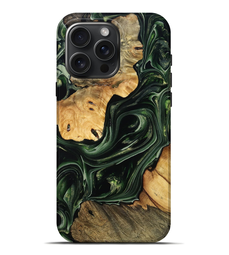 iPhone 16 Pro Max Wood Live Edge Phone Case - Brennan (Green, 777315)