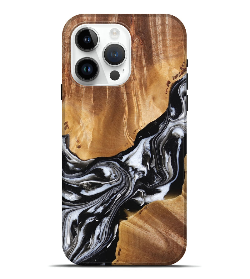 iPhone 15 Pro Max Wood Live Edge Phone Case - Jensen (Black & White, 777331)