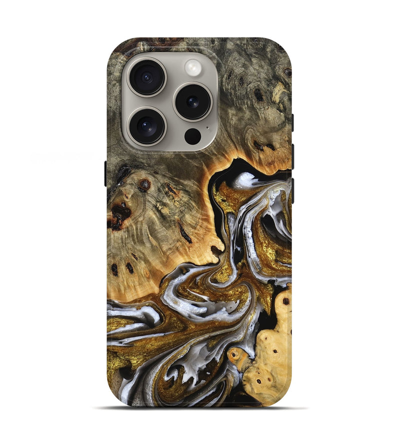 iPhone 16 Pro Wood Live Edge Phone Case - Shannon (Black & White, 777332)