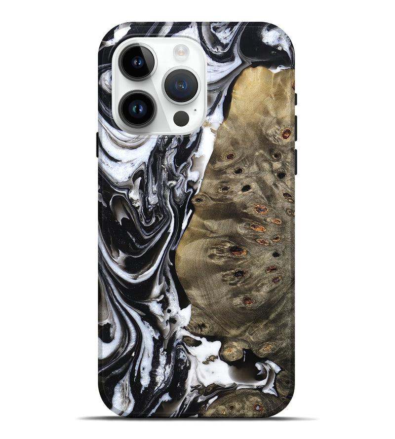 iPhone 15 Pro Max Wood Live Edge Phone Case - Titan (Black & White, 777333)