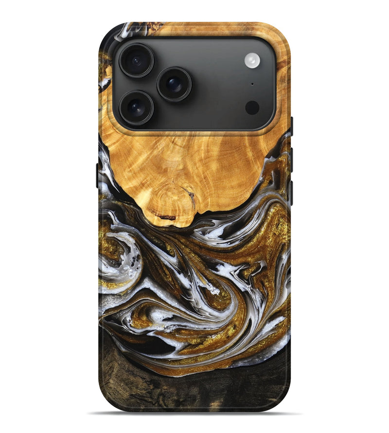 iPhone 17 Pro Max Wood Live Edge Phone Case - Brant (Black & White, 777334)