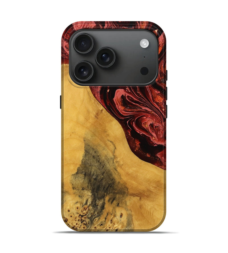 iPhone 17 Pro Wood Live Edge Phone Case - Lydia (Red, 777335)