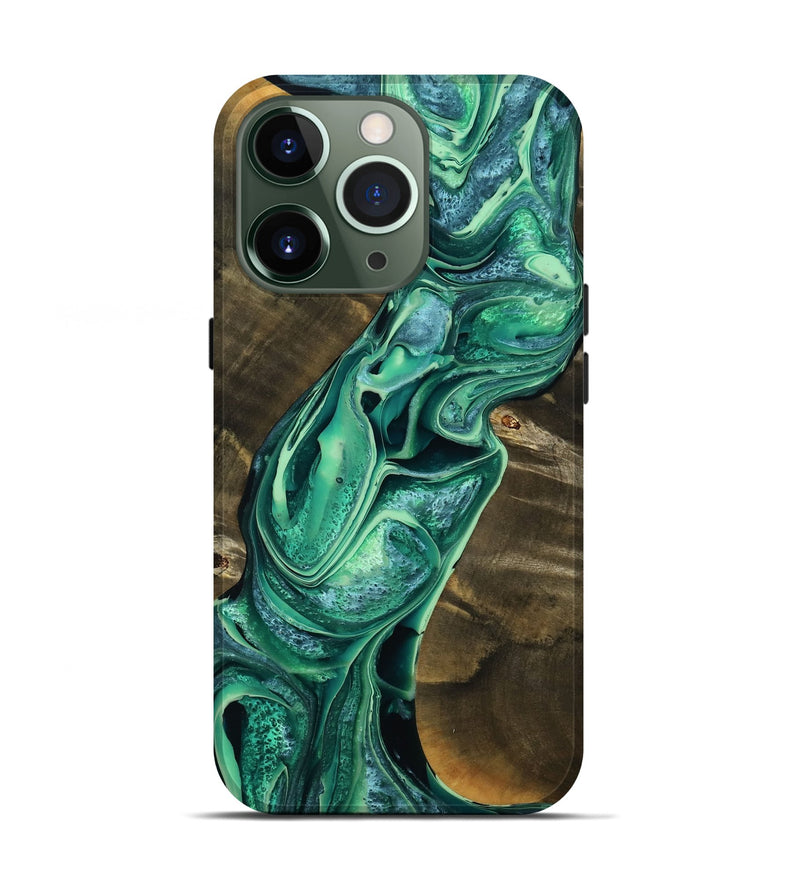 iPhone 13 Pro Wood Live Edge Phone Case - Hoyt (Green, 777339)