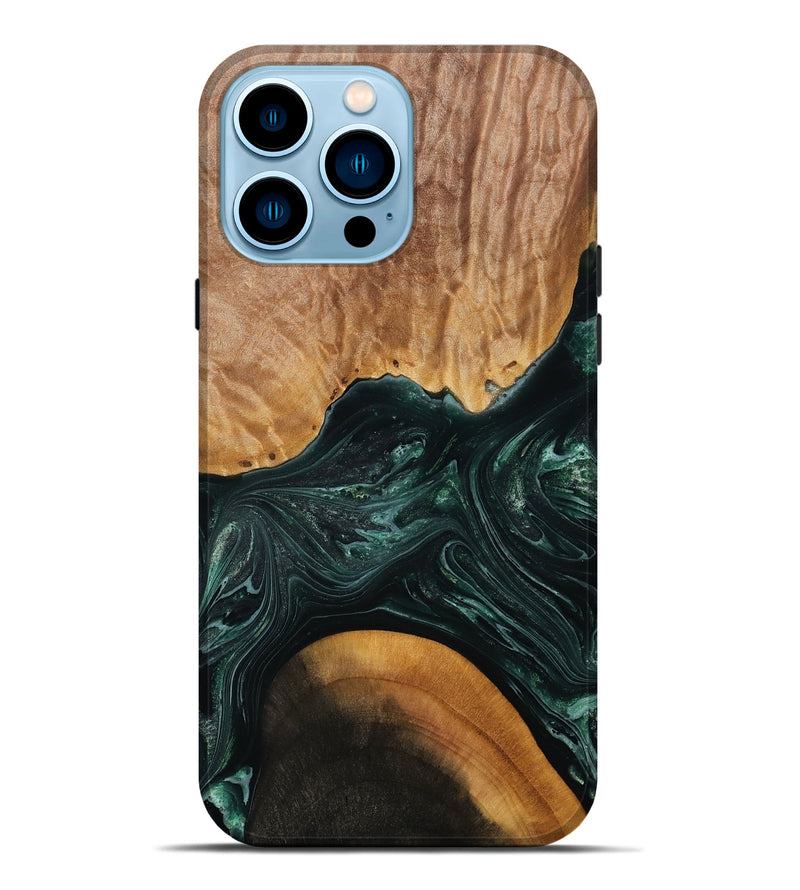 iPhone 14 Pro Max Wood Live Edge Phone Case - Maximo (Green, 777340)