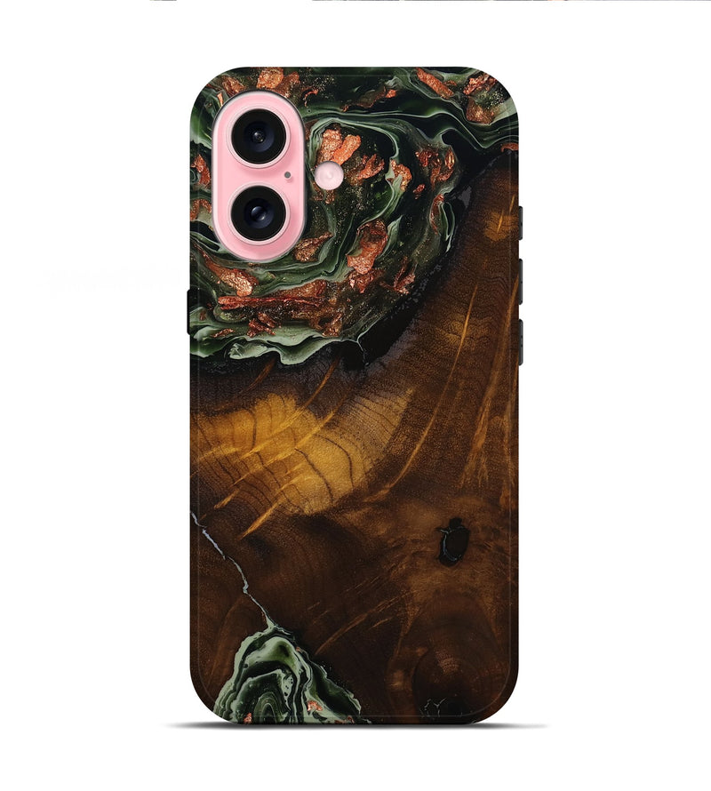iPhone 16 Wood Live Edge Phone Case - Shmuel (Green, 777343)