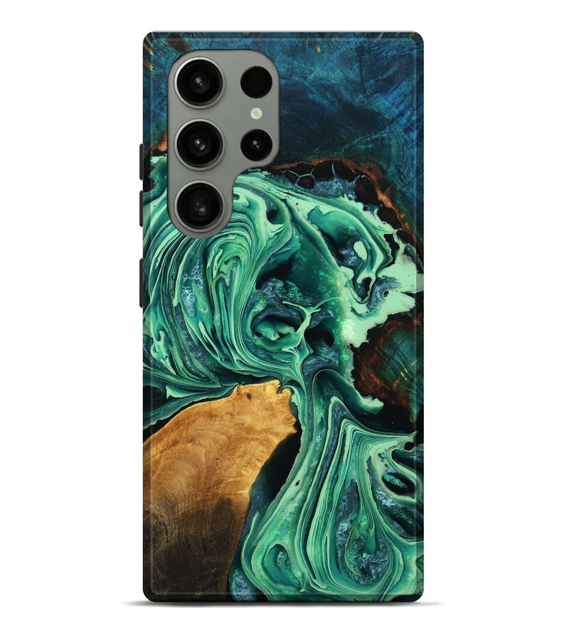 Galaxy S23 Ultra Wood Live Edge Phone Case - Carrie (Green, 777344)