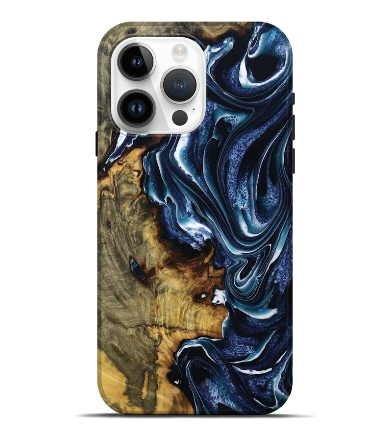 iPhone 15 Pro Max Wood Live Edge Phone Case - Colonel (Blue, 777346)