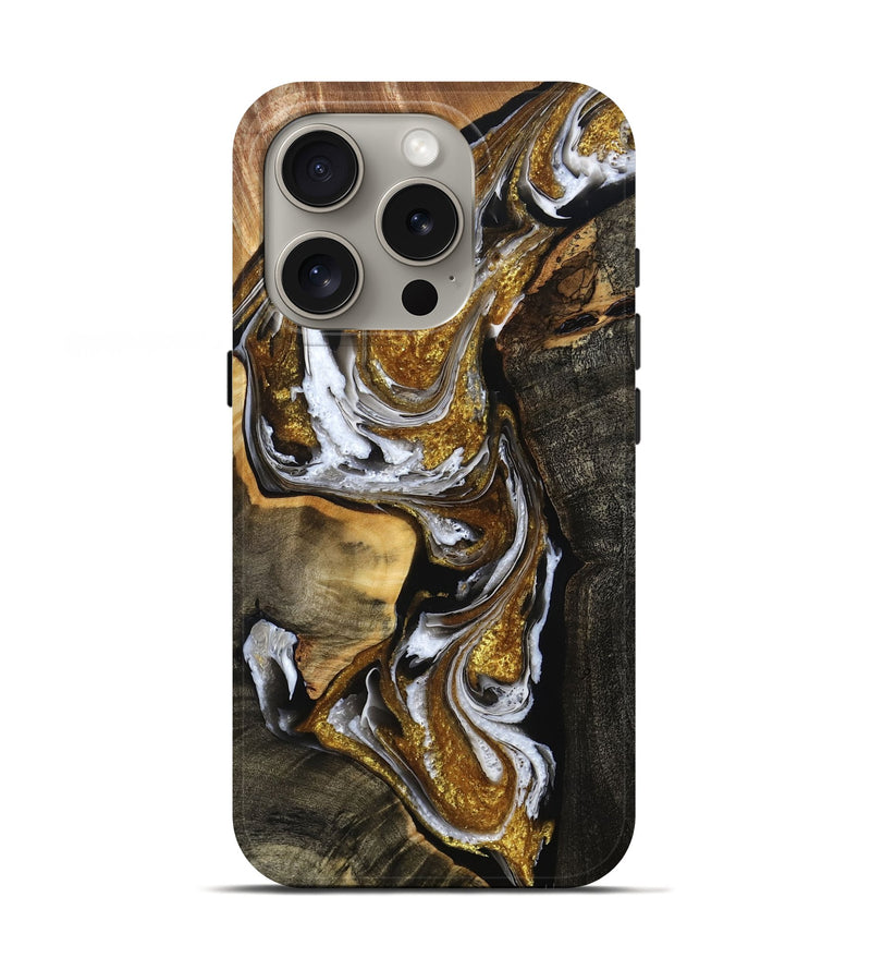 iPhone 16 Pro Wood Live Edge Phone Case - Aspyn (Black & White, 777348)