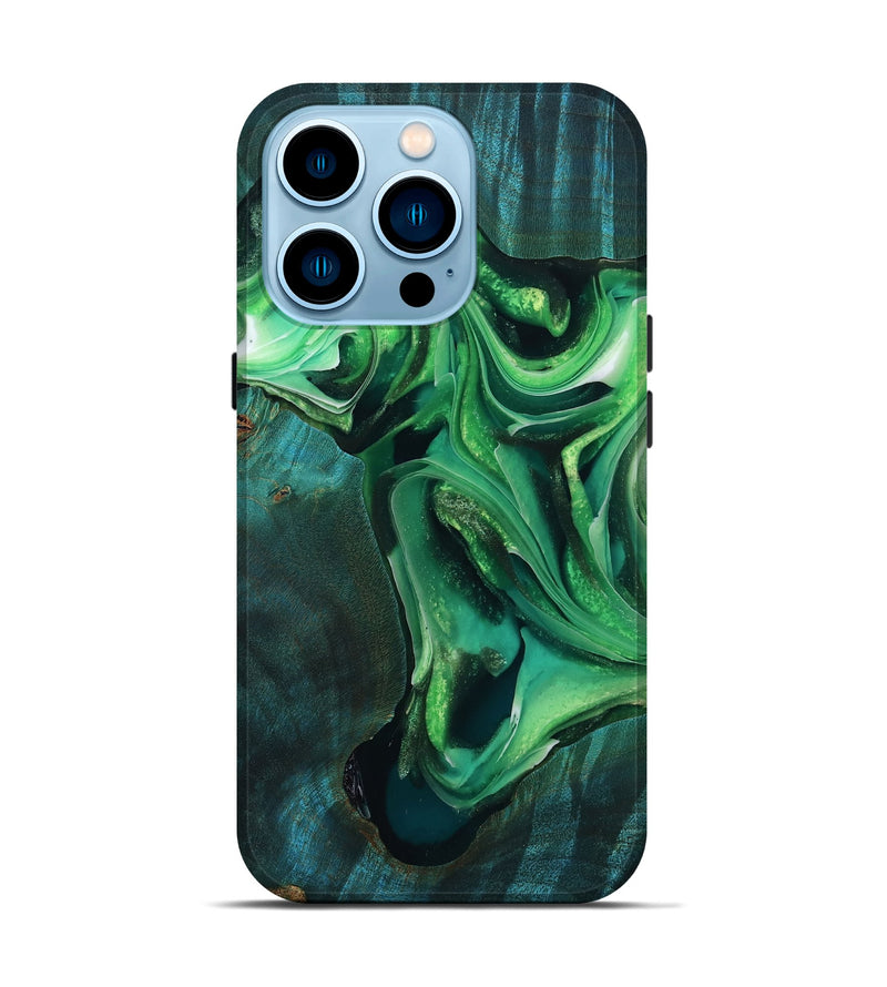 iPhone 14 Pro Wood Live Edge Phone Case - Love (Green, 777349)