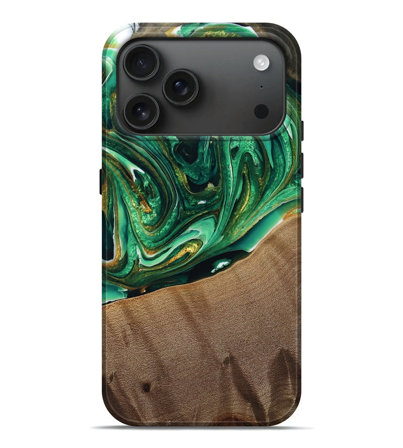 iPhone 17 Pro Max Wood Live Edge Phone Case - Virgie (Green, 777350)