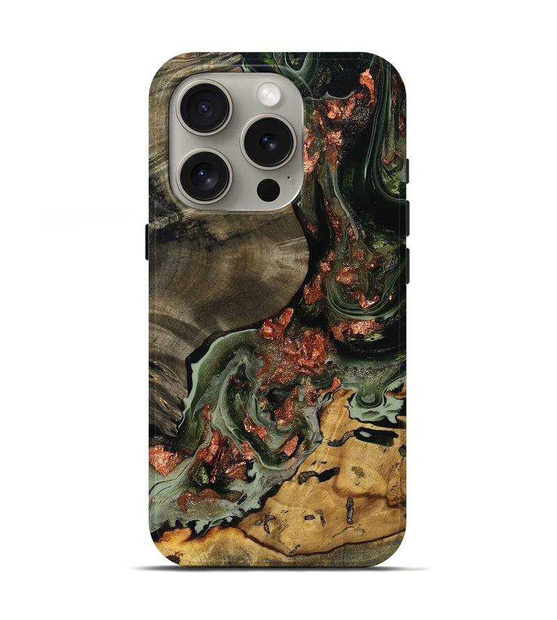 iPhone 16 Pro Wood Live Edge Phone Case - Alaina (Green, 777351)