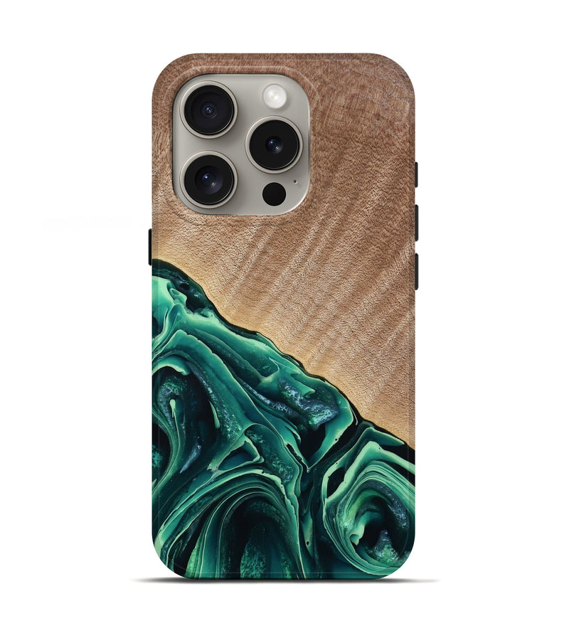 iPhone 16 Pro Wood Live Edge Phone Case - Janna (Green, 777353)
