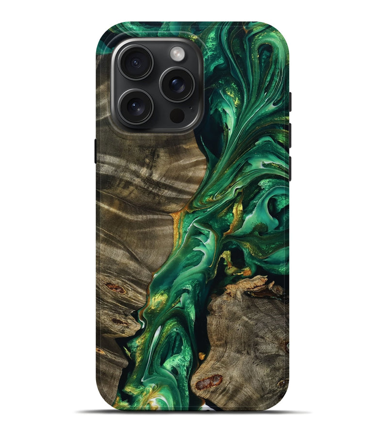 iPhone 16 Pro Max Wood Live Edge Phone Case - Felix (Green, 777360)