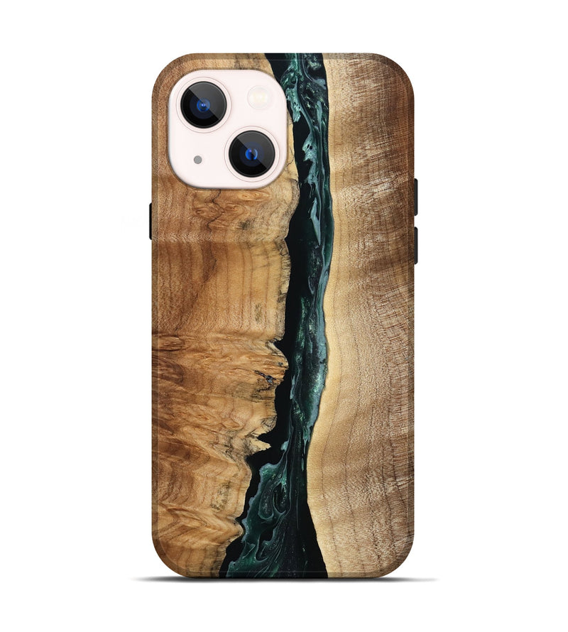 iPhone 14 Wood Live Edge Phone Case - Jerald (Green, 777361)
