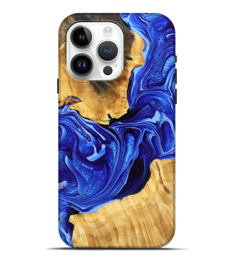 iPhone 15 Pro Max Wood Live Edge Phone Case - Berry (Blue, 777362)