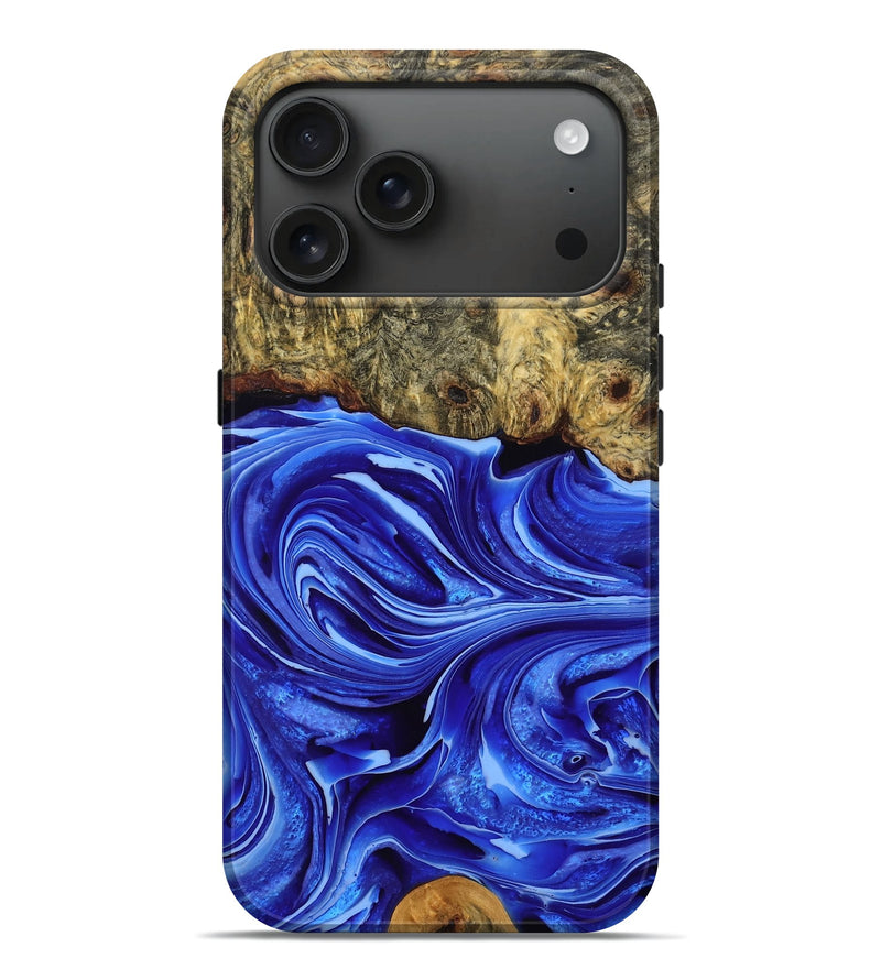 iPhone 17 Pro Max Wood Live Edge Phone Case - Carrie (Blue, 777366)