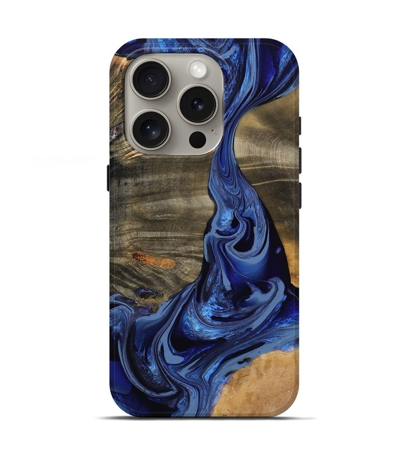 iPhone 16 Pro Wood Live Edge Phone Case - Liana (Blue, 777368)