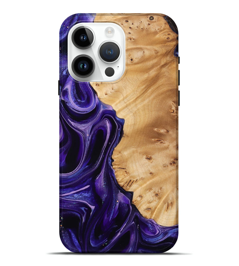 iPhone 15 Pro Max Wood Live Edge Phone Case - Maxim (Purple, 777370)