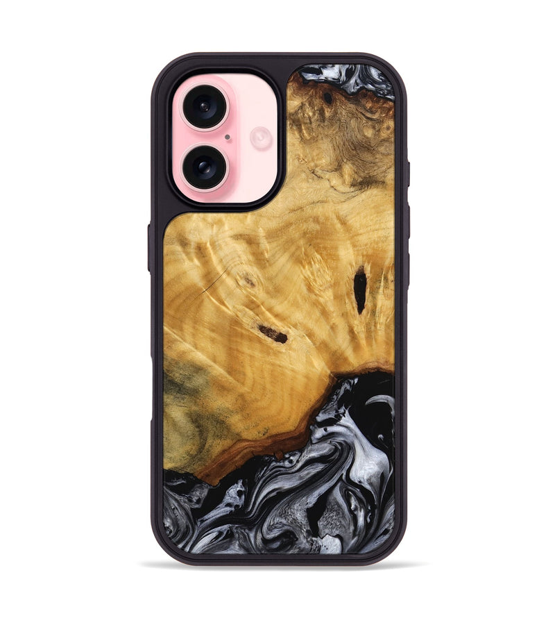 iPhone 16 Wood Phone Case - Olen (Black & White, 777569)