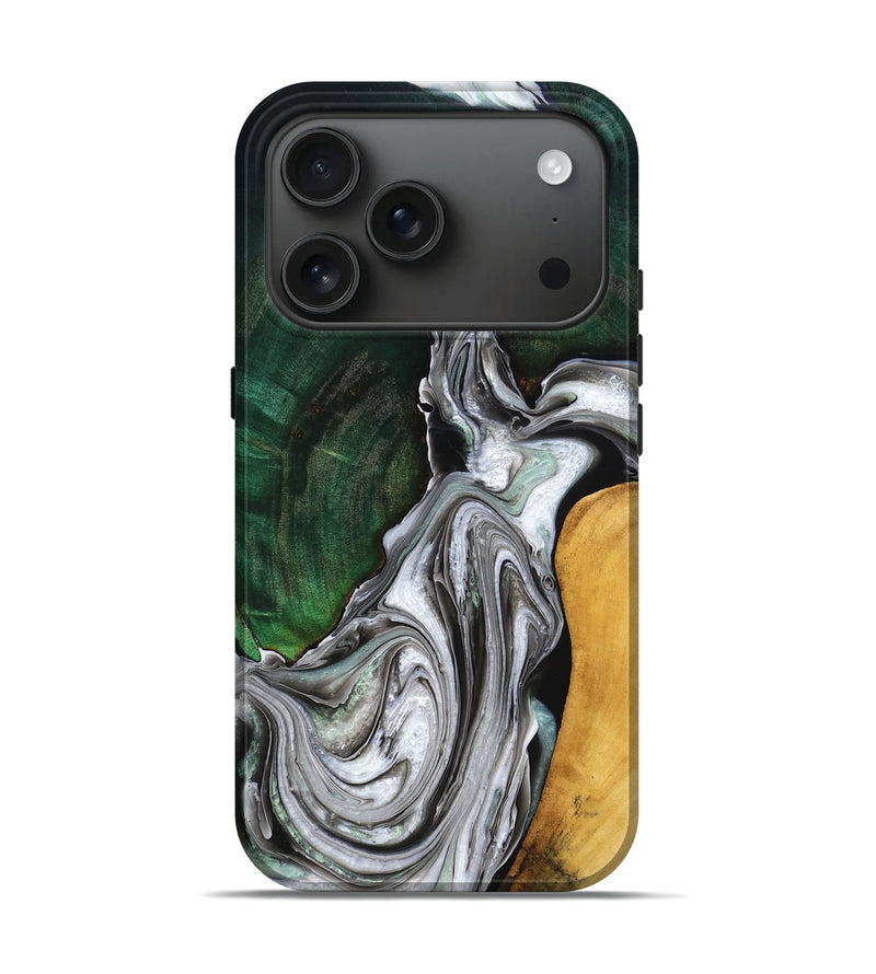 iPhone 17 Pro Wood Live Edge Phone Case - Nyra (Green, 777810)