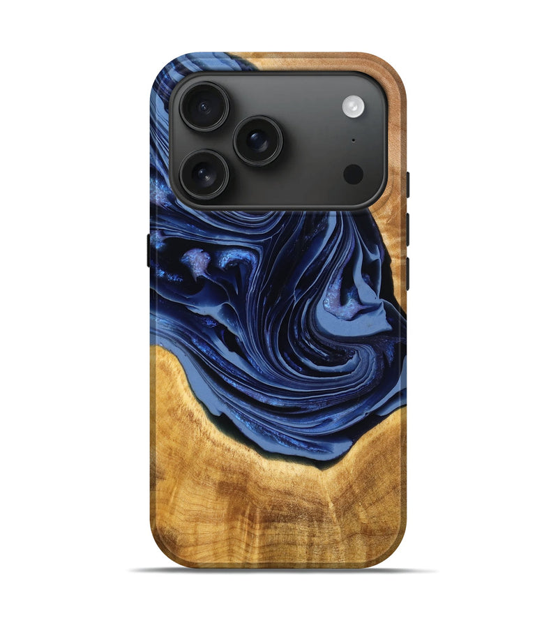 iPhone 17 Pro Wood Live Edge Phone Case - Keely (Blue, 777812)