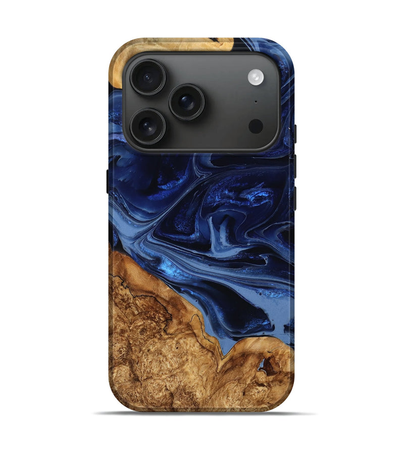 iPhone 17 Pro Wood Live Edge Phone Case - Johnny (Blue, 777813)