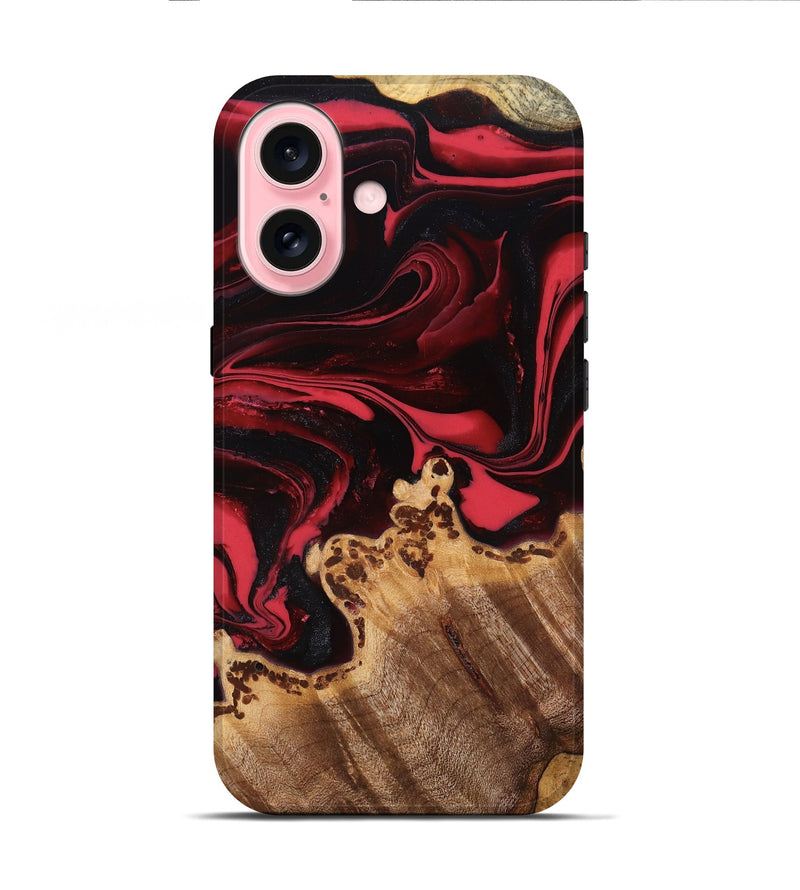 iPhone 16 Wood Live Edge Phone Case - Xander (Red, 777819)