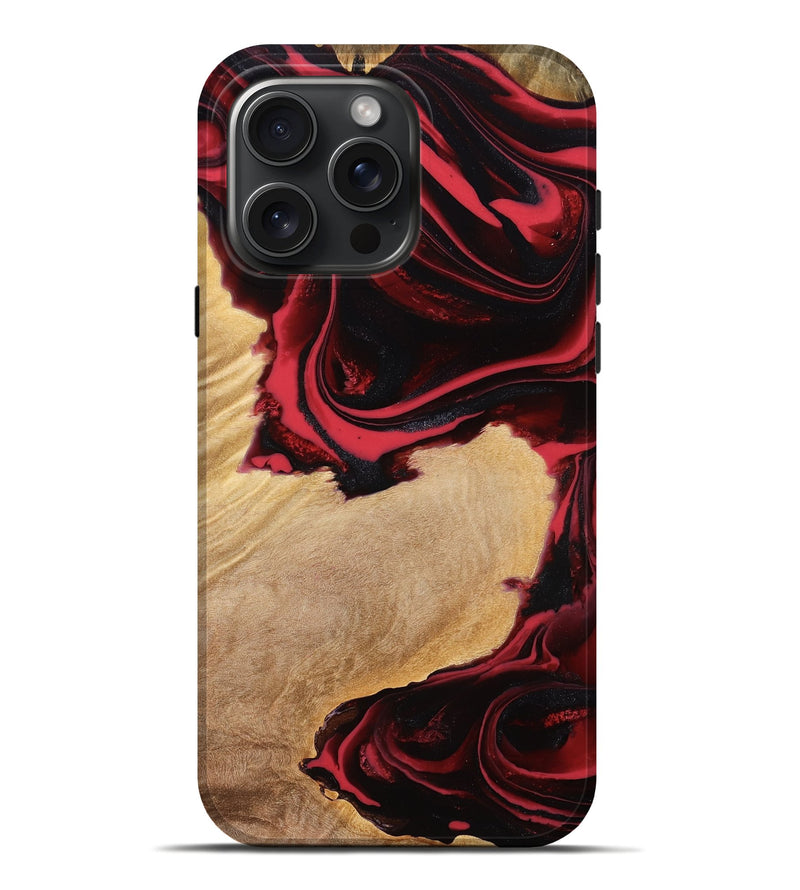 iPhone 16 Pro Max Wood Live Edge Phone Case - Alma (Red, 777821)