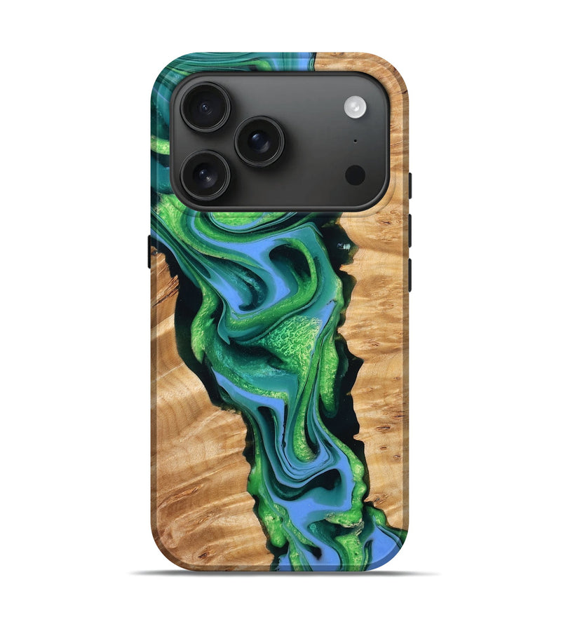 iPhone 17 Pro Wood Live Edge Phone Case - Bobby (Green, 777967)