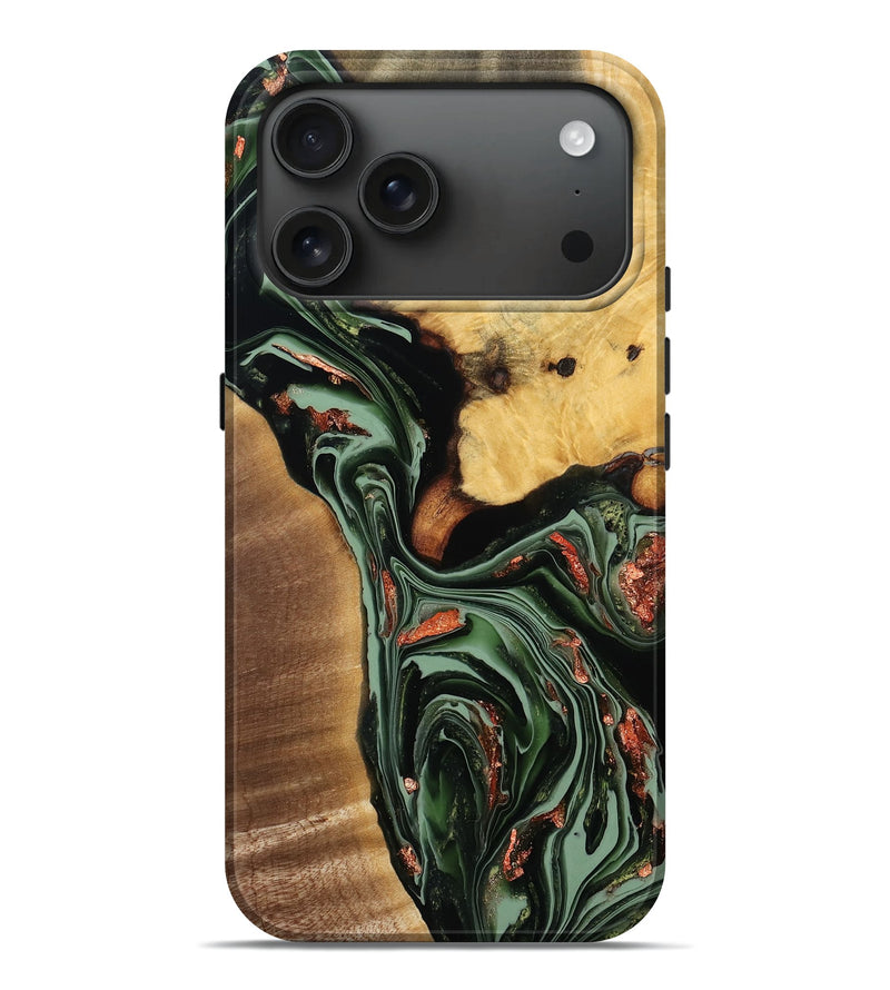 iPhone 17 Pro Max Wood Live Edge Phone Case - Roland (Green, 777972)
