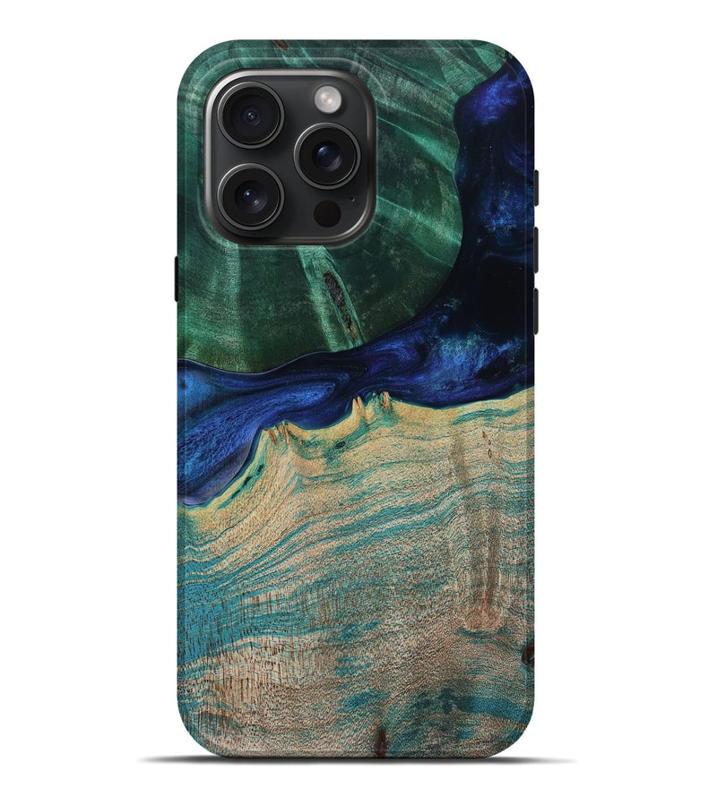 iPhone 16 Pro Max Wood Live Edge Phone Case - Chace (Green, 777974)