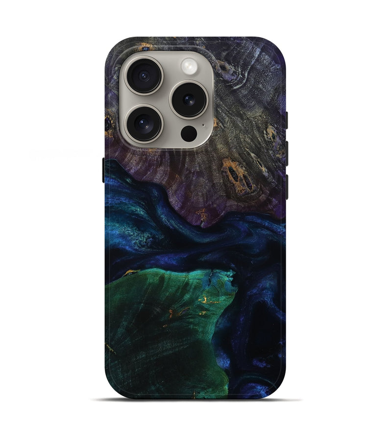 iPhone 16 Pro Wood Live Edge Phone Case - Lillian (Blue, 777980)