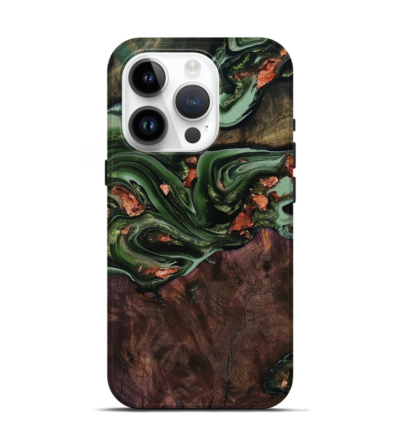 iPhone 15 Pro Wood Live Edge Phone Case - Wendy (Green, 777981)