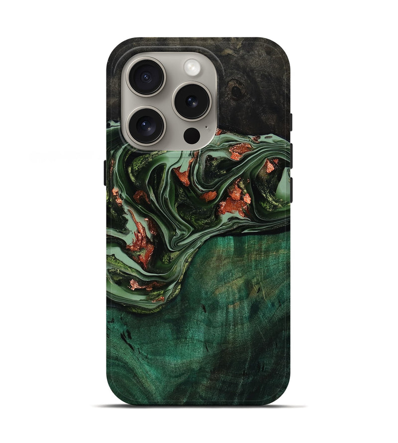 iPhone 16 Pro Wood Live Edge Phone Case - Toby (Green, 777983)
