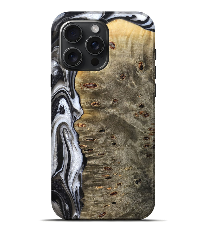 iPhone 16 Pro Max Wood Live Edge Phone Case - Hugo (Black & White, 778088)