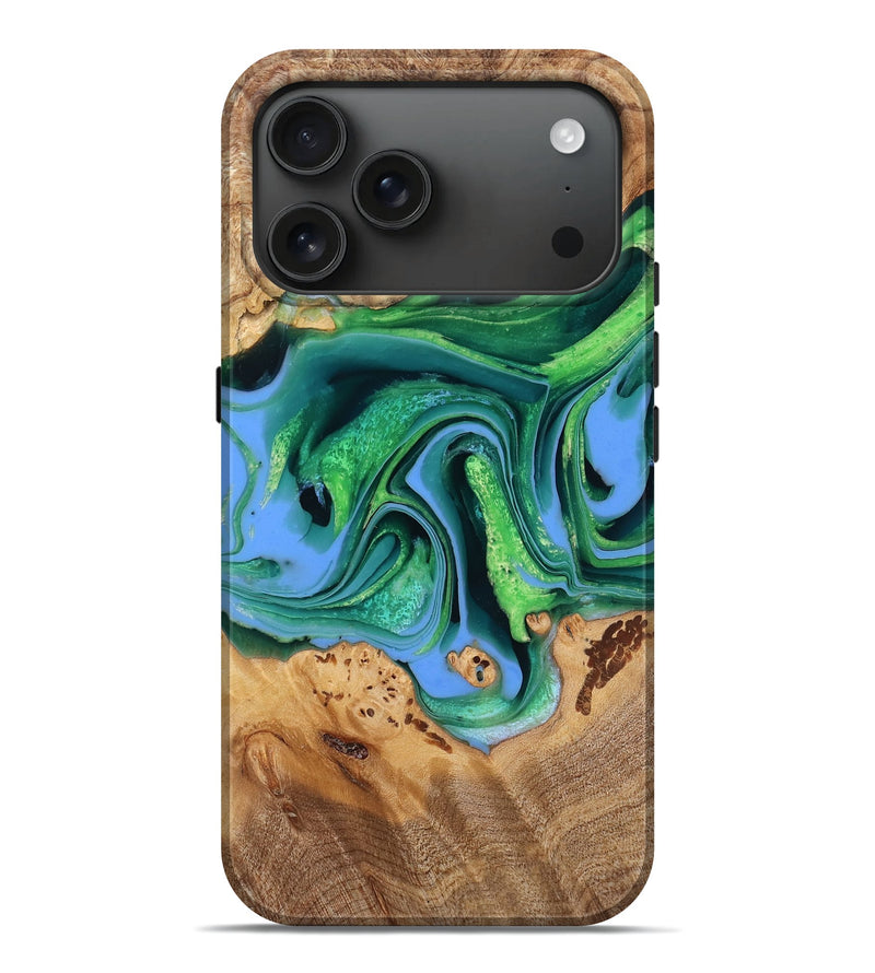 iPhone 17 Pro Max Wood Live Edge Phone Case - Dottie (Green, 778089)
