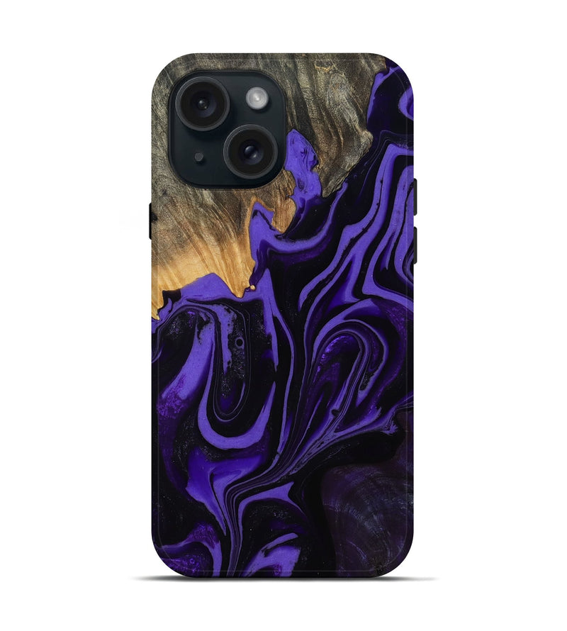 iPhone 15 Wood Live Edge Phone Case - Reuben (Purple, 778092)