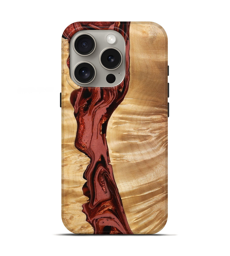 iPhone 16 Pro Wood Live Edge Phone Case - Kaisen (Red, 778095)