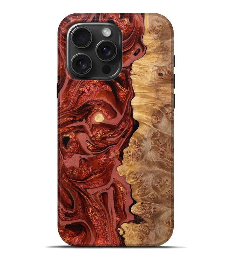 iPhone 16 Pro Max Wood Live Edge Phone Case - Mahlon (Red, 778098)
