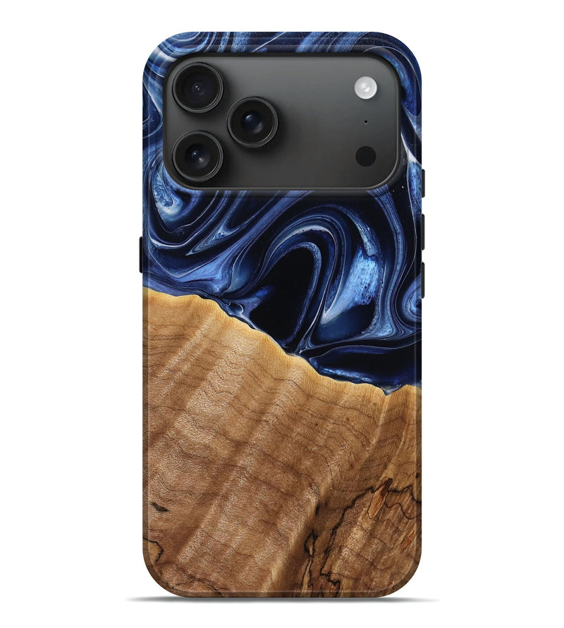 iPhone 17 Pro Max Wood Live Edge Phone Case - Leora (Blue, 778099)
