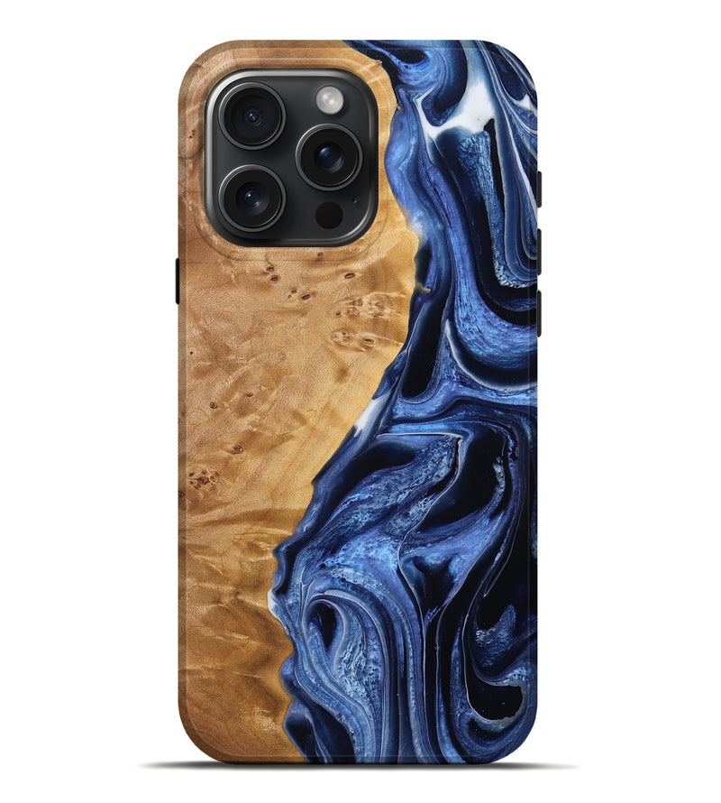iPhone 16 Pro Max Wood Live Edge Phone Case - Braeden (Blue, 778100)